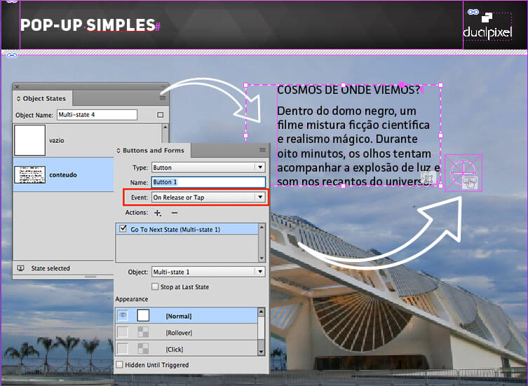 Pop-up simples - Multi State Objects - Adobe InDesign