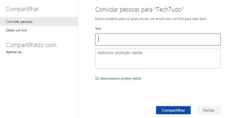 Compartilhe arquivos e pastas do OneDrive com outras pessoas (Foto: Reprodução/Raquel Freire)