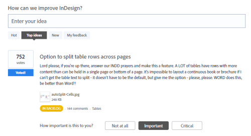 InDesign CC 2023 - Adobe InDesign User Voice recebe sugestões de melhorias e correções pelos usuários
